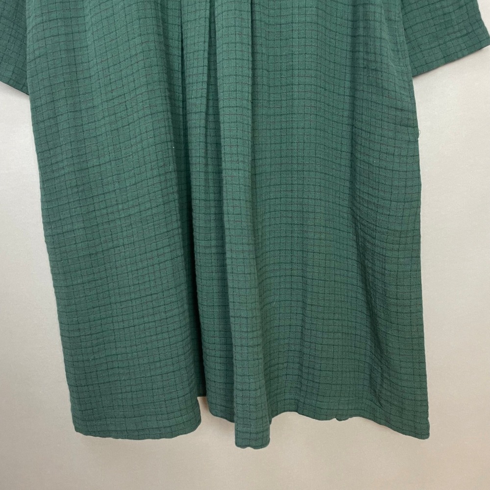 NWT Gudrun Sjoden Galia Dress Green Organic Cotton Grid Swedish Design Sz Large - Picture 6 of 16
